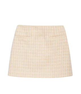 Vanessa Skirt in Cream Peach Houndstooth