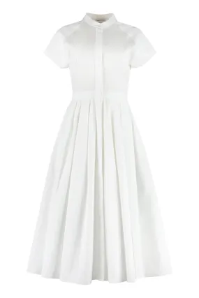 WHITE COTTON MIDI DRESS