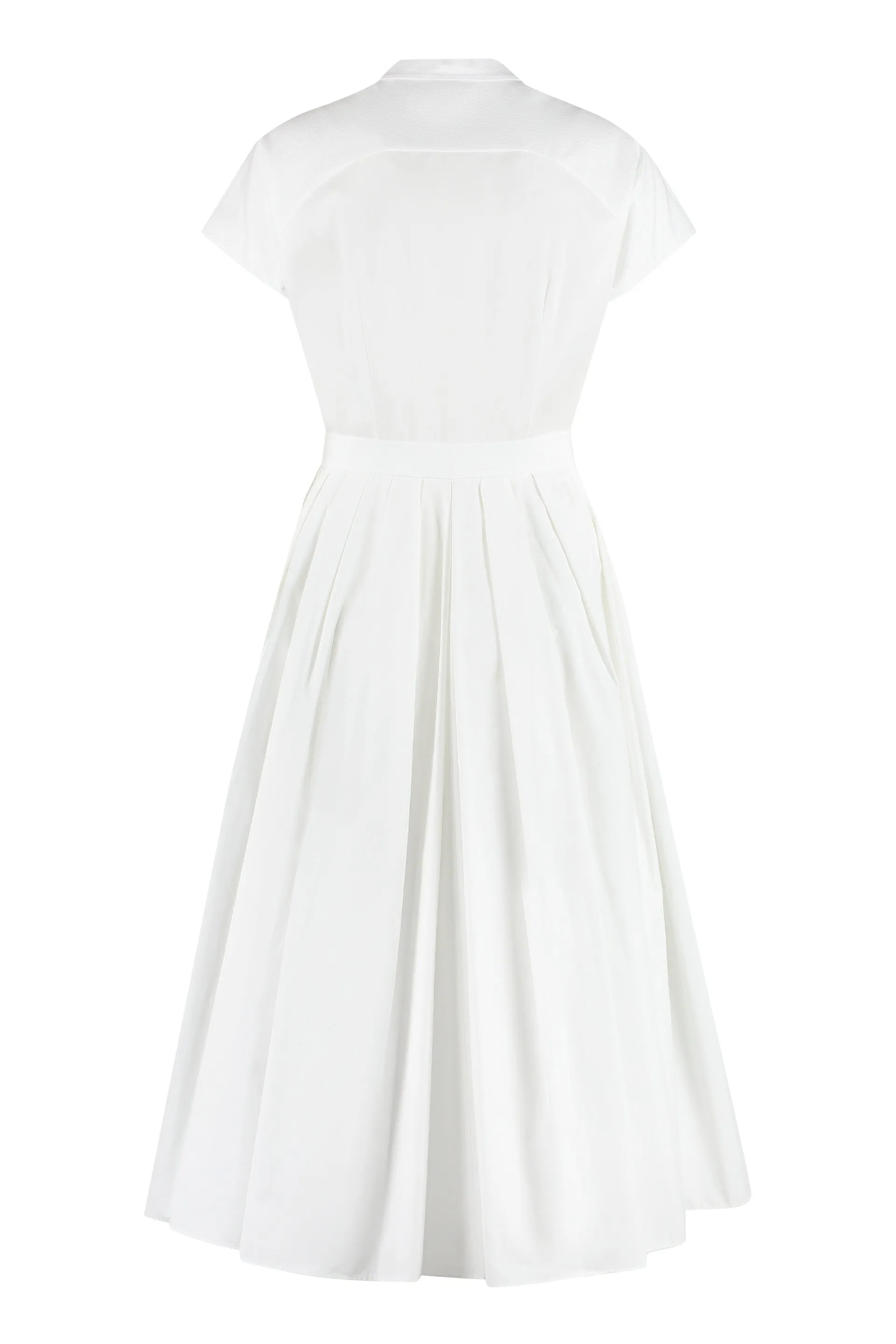 WHITE COTTON MIDI DRESS