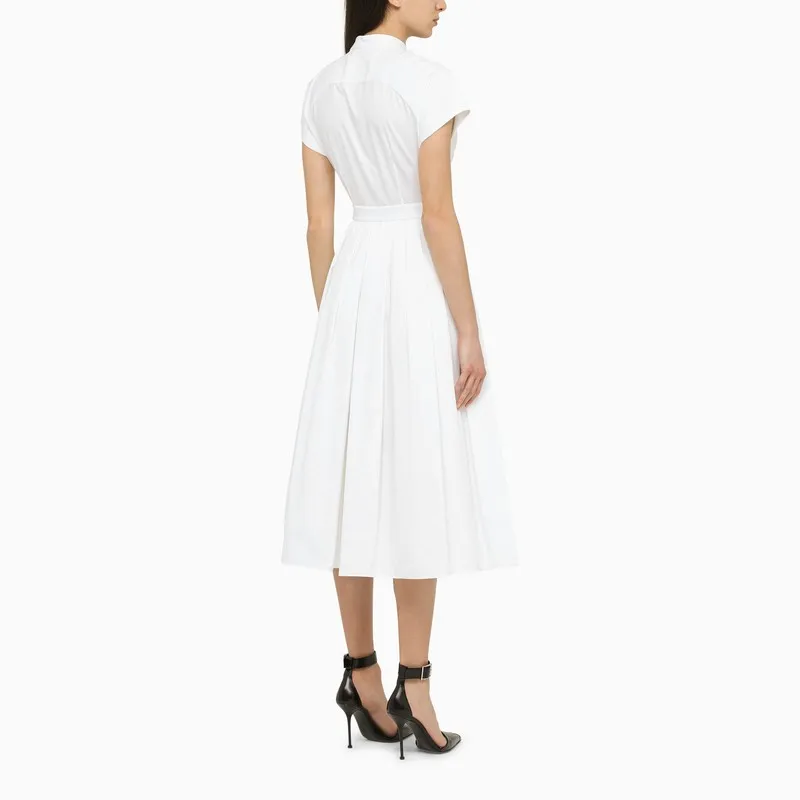 WHITE COTTON MIDI DRESS