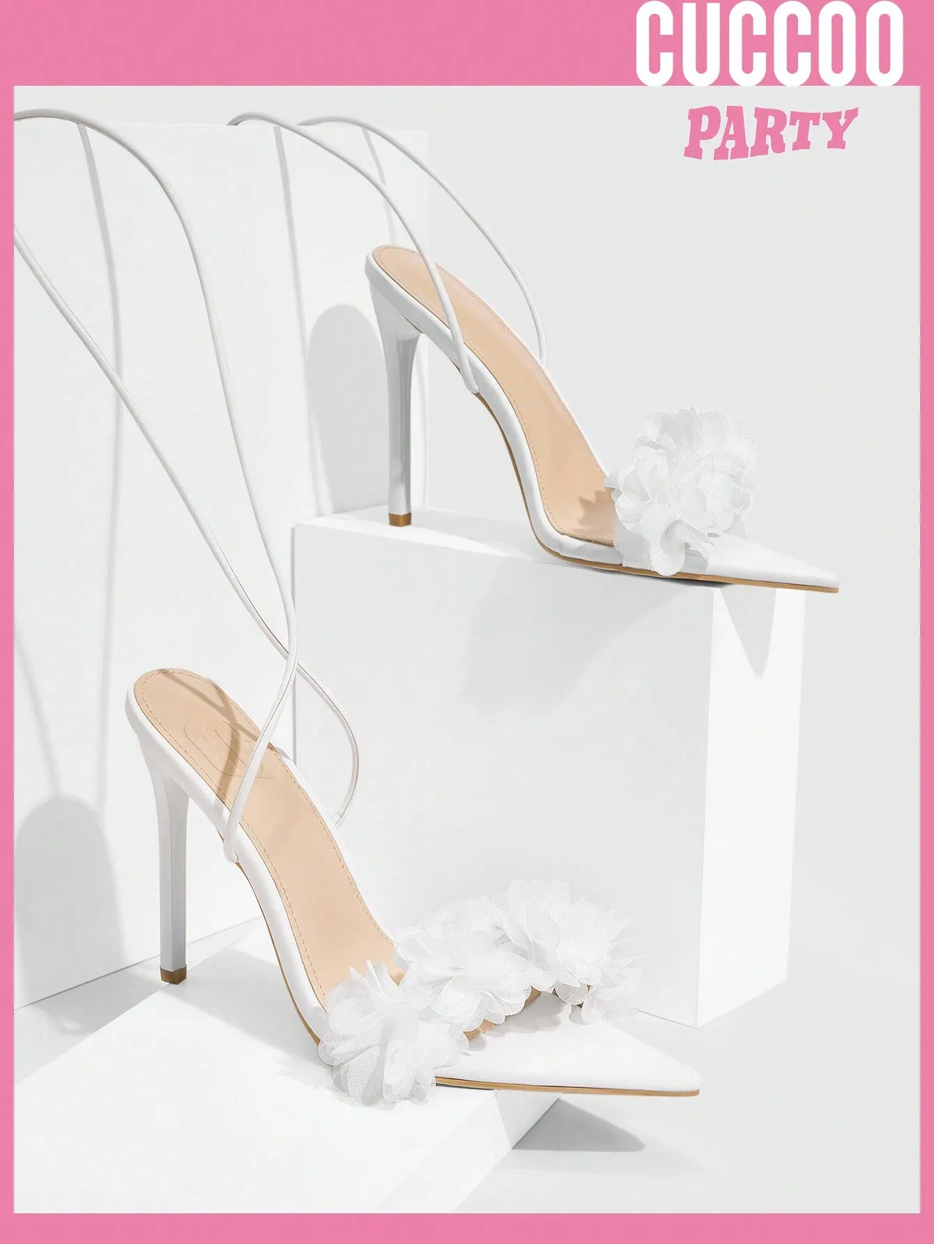 Woman Shoes White Fashionable High Heel Tie-Up Sandals Wedding Shoes For Spring And Summer