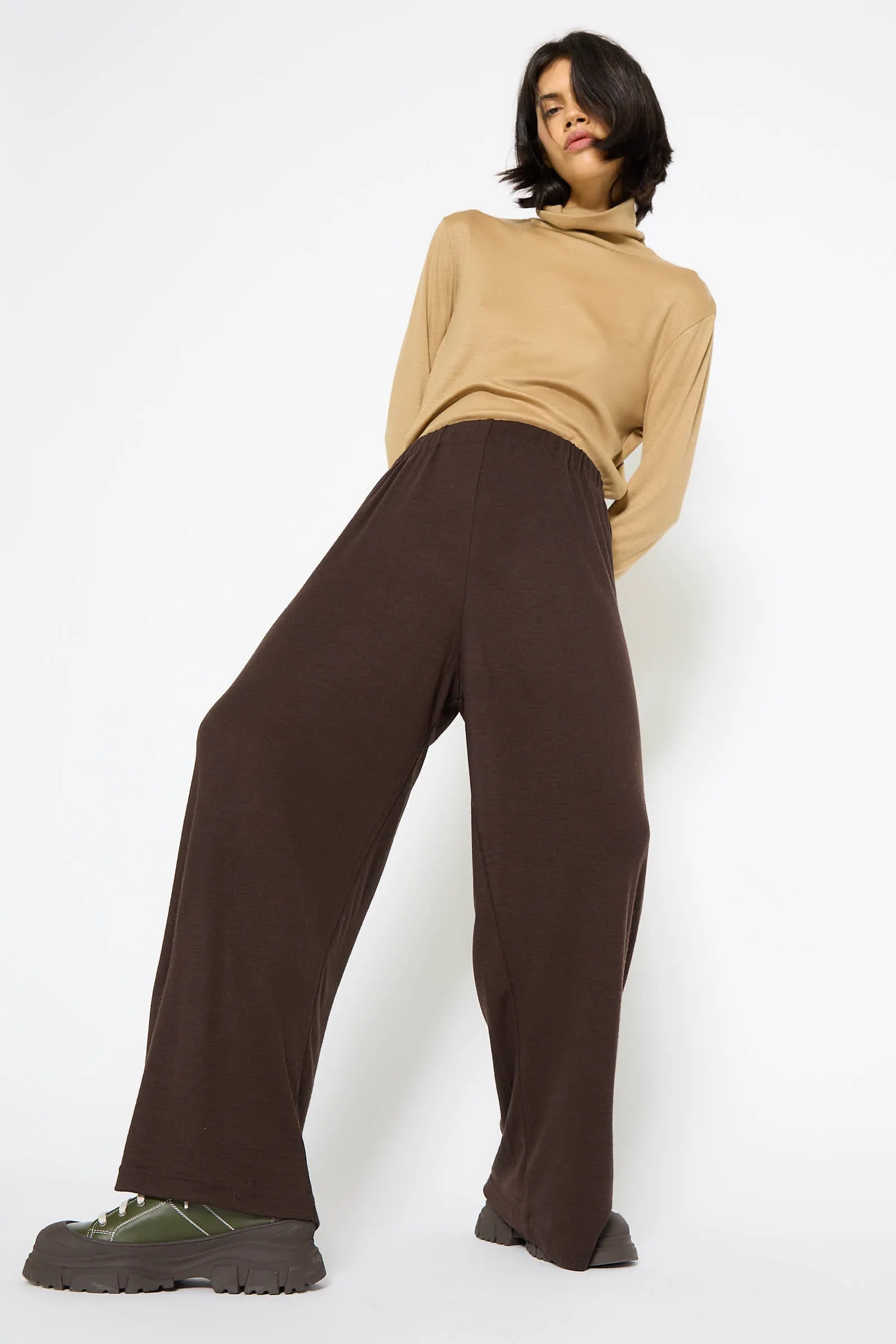 Wool Straight Pant in Cacao