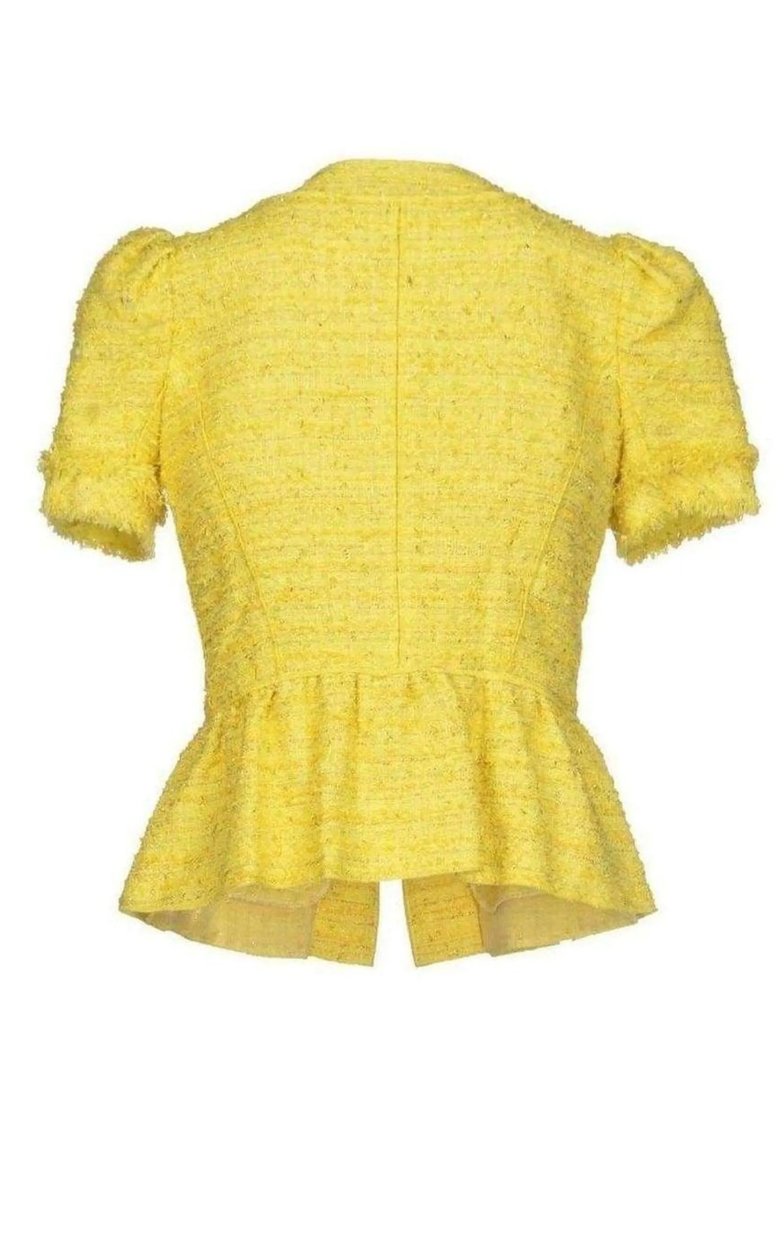 Yellow Tweed Cropped Blazer Jacket