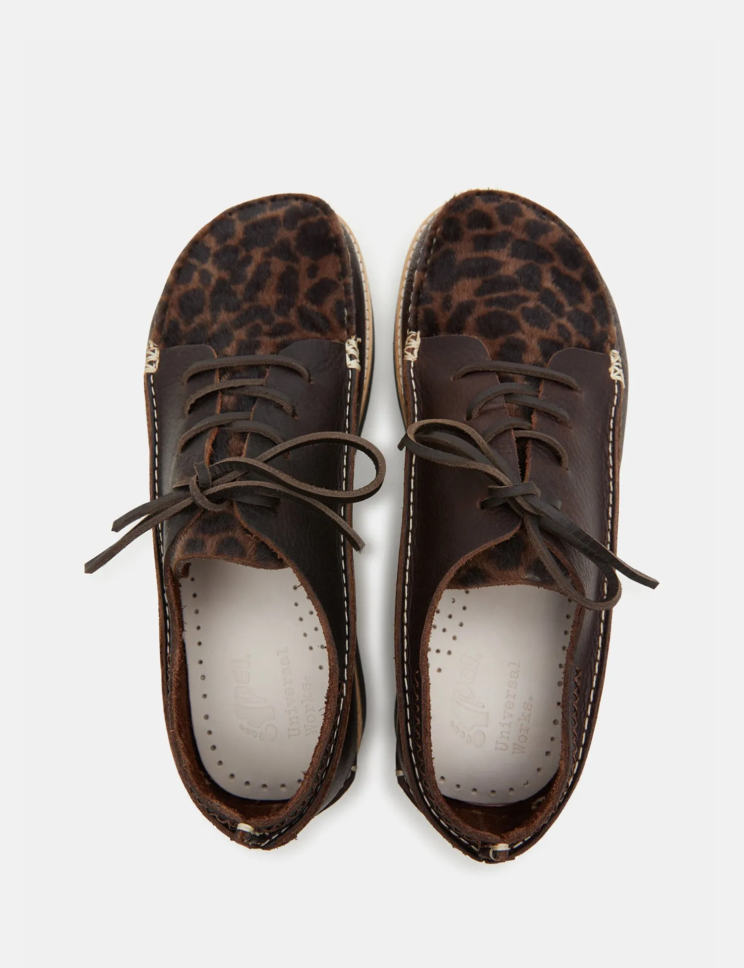 Yogi x Universal Works Finn Tumbled/Fur Leather - Dark Brown/Leopard