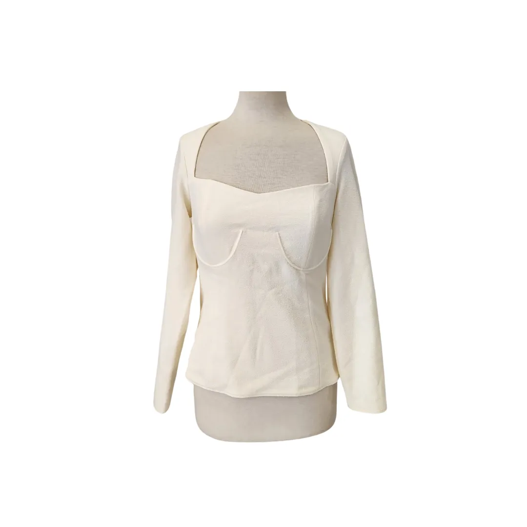 ZARA White Corset Long Sleeve Top | Brand New |